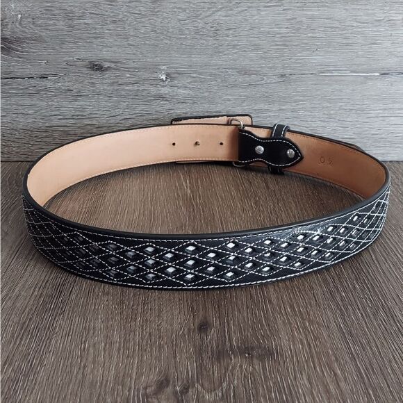 AUTHENTIC CHARRO BELT, CINTO VAQUERO NAVAJEADO, WESTERN RODEO LEATHER BELT 40 - Picture 2 of 5